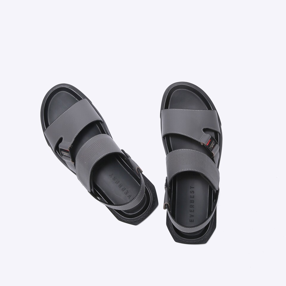 SANDAL KULIT EVERBEST PRIA ORIGINAL SLINGBACK CASUAL ASLI ABU-ABU EM30