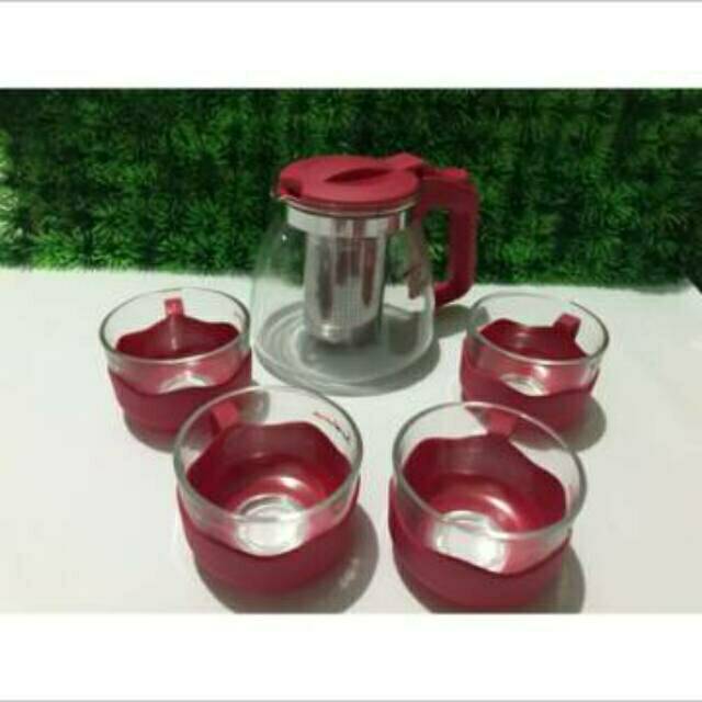 Paket Teko Set Gelas Mug Kaca Tea Pot Coffee Maker Pitcher Paket Teko Set Gelas Mug Kaca Tea Pot Coffee Maker Pitcher
