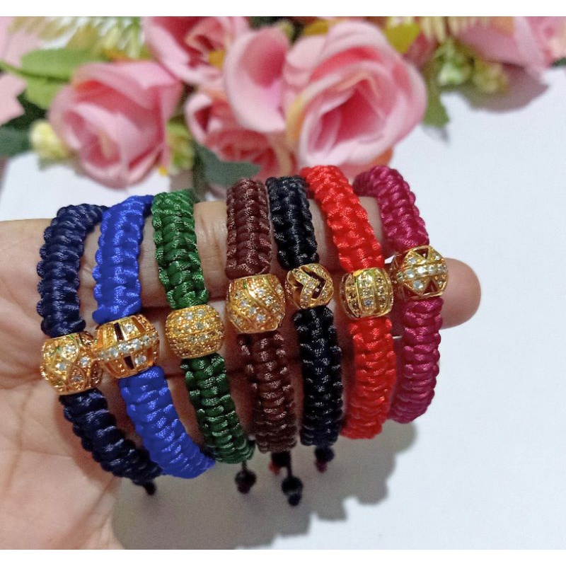 Gelang Tali Liontin Bulat Lapis Emas