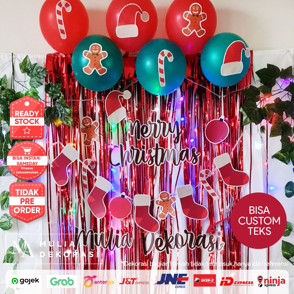 Dekorasi Backdrop Pesta Natal Photobooth Paket Merry Christmas Natal Tahun Baru Christmas