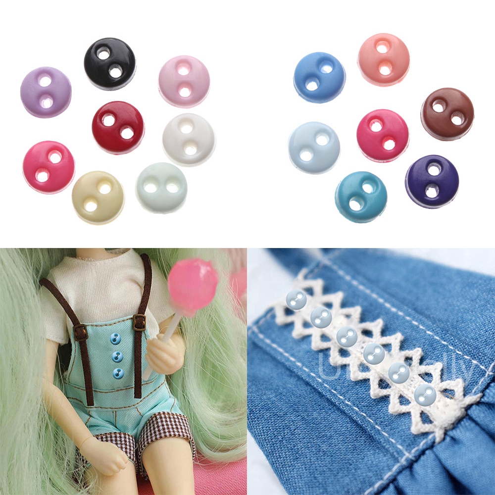 Rowan 50Pcs Kancing Mini Warna Permen Ukuran 4mm untuk Aksesoris Craft Boneka