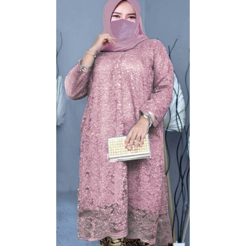 HANYA ATASAN Kebaya Setelan Brokat Tunik Panjang Kurung/Kebaya Modern/ukuran M L XL XXL XXXL 4L 5L/kebaya brukat tunik jumbo/kebaya wisuda/kebaya kondangan/kebaya brukat /kebaya modern/kebaya wanita/batik wanita/ atasan wanita/kebaya brukat/kebaya elegan