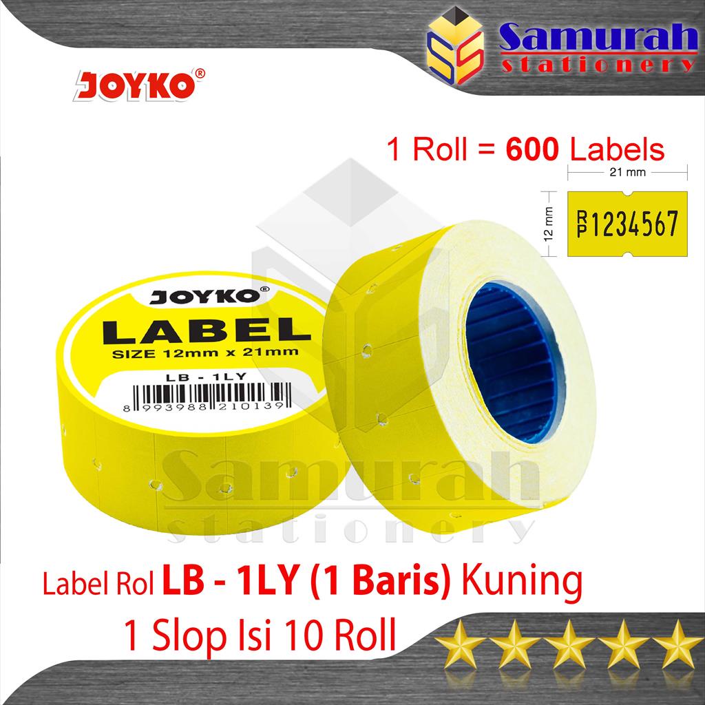 

Kertas Label Rol 1Baris Joyko LB-1LY Kuning Per Slop Isi 10 Rol @ 600 Labell / Price Labels 1 Line Yellow LB 1LY