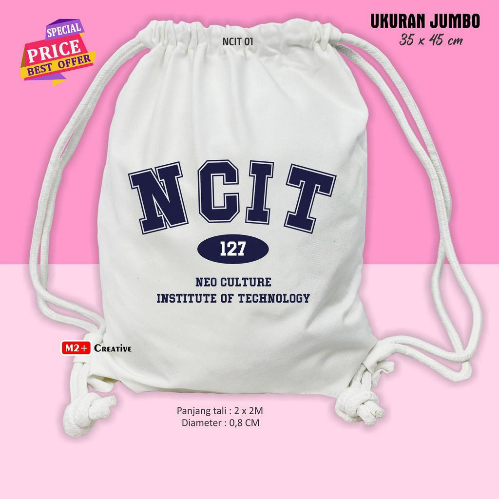 String Bag Tas Serut Kanvas Tas Selempang Wanita Premium Tebal Motif NCIT NCT