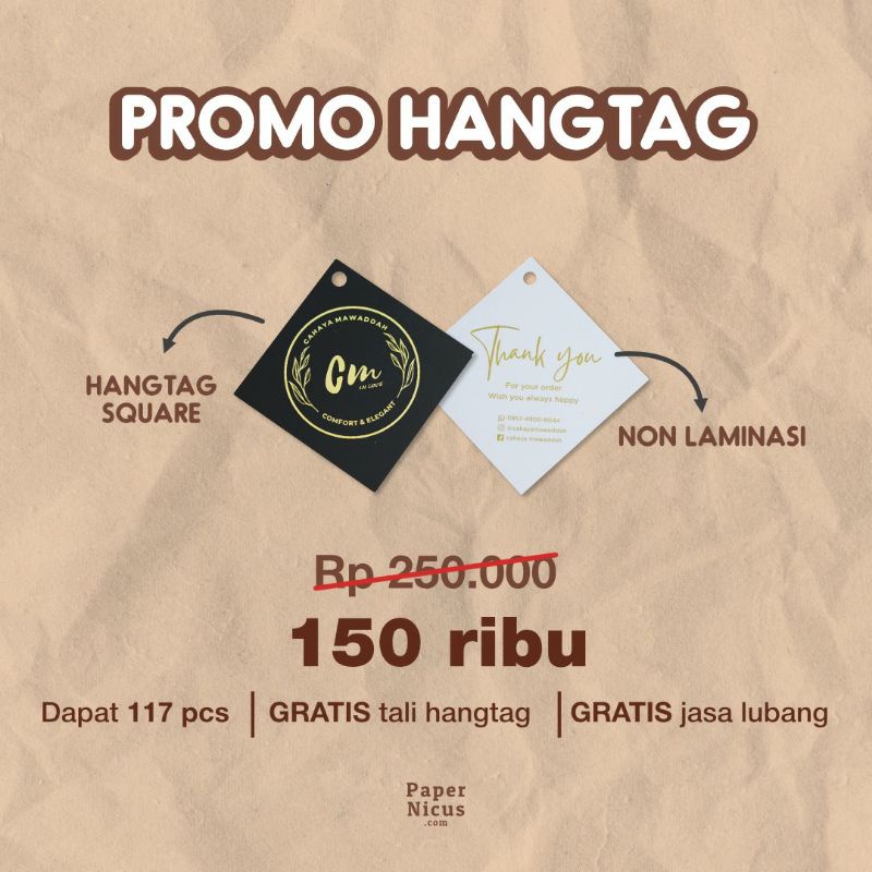 

PAPERNICUS - PROMO HANGTAG SQUARE NON LAMINASI