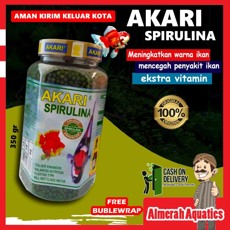 Makanan ikan koi dan koki pakan ikan AKARI SPIRULINA