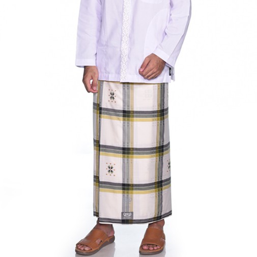 Sarung BHS Silver Classic Motif Songket Bintang Putih Kuning
