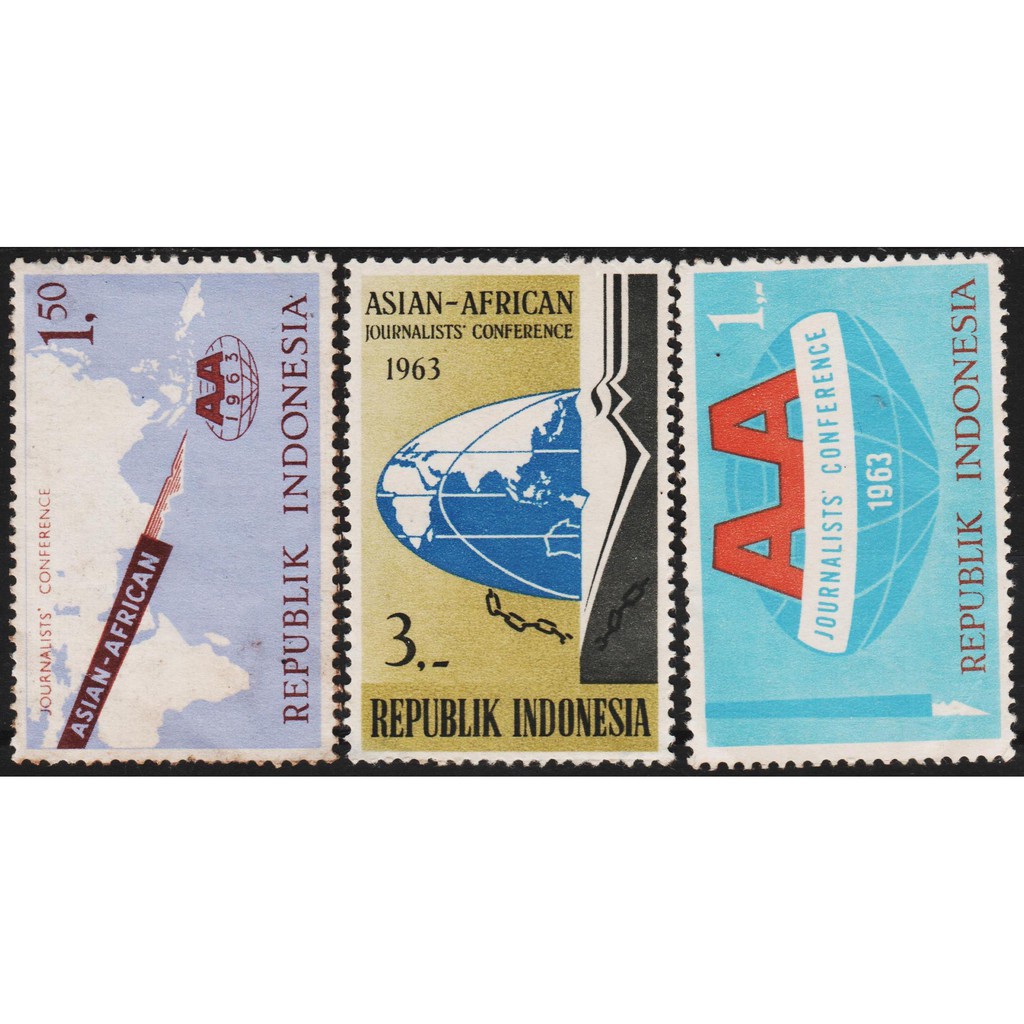 

Perangko Filateli D31 - Indonesia Mint 3v 24.04.1963 Asia Africa Journalist Conference - 395-398