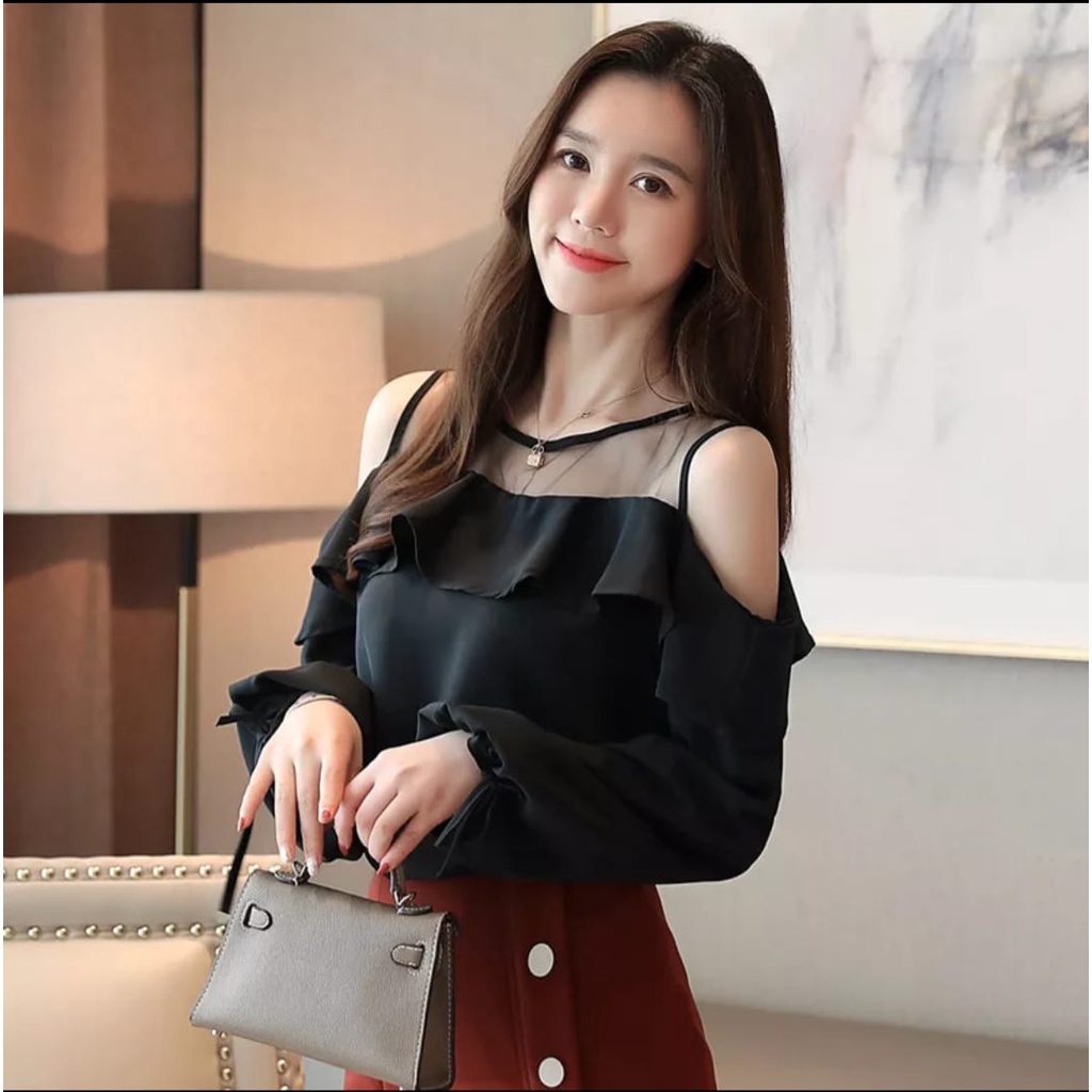 INV - BLOUSE WANITA / BLOUSE MODIS / COMBI TILLE / TERBARU / HITAM / MARUN