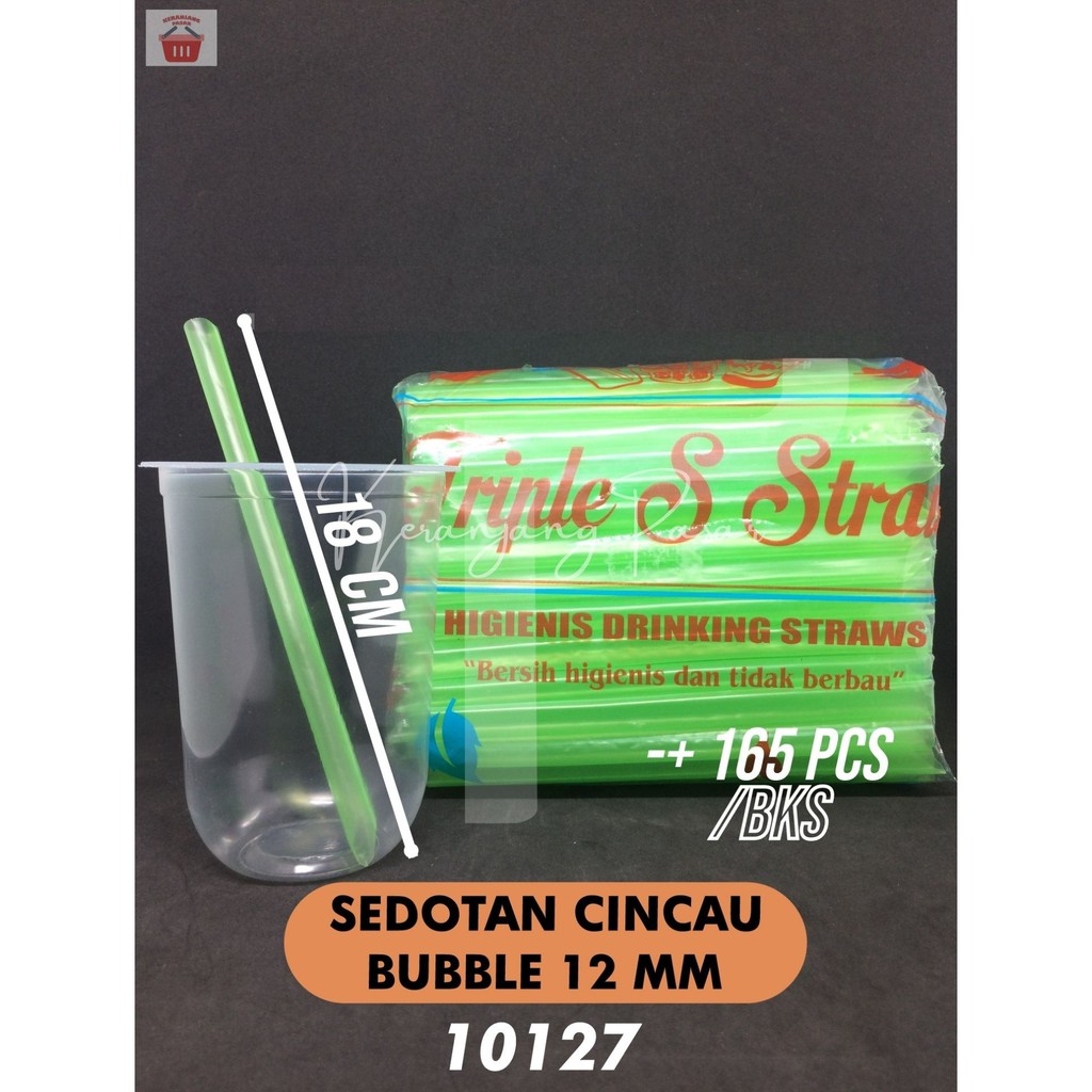 Sedotan Plastik / Straw Bubble Boba WARNA 12 mm [1 pack @250gr / ± 165 pcs] - Hijau