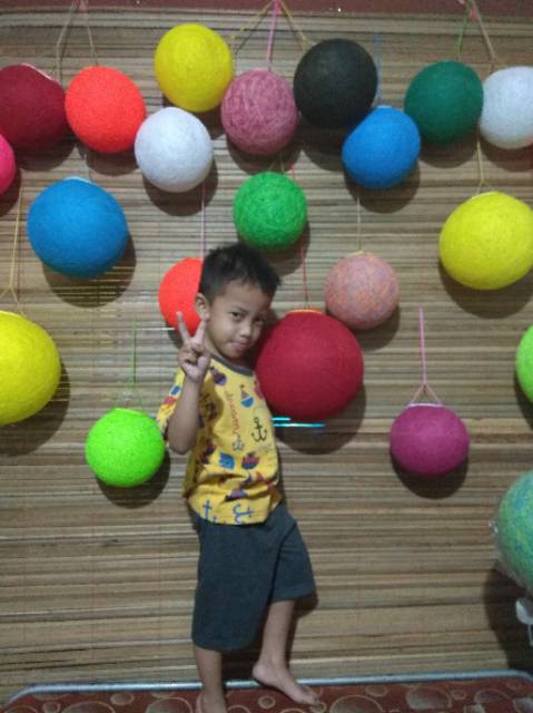 Lampion Benang Polos Hiasan Dekorasi Indoor