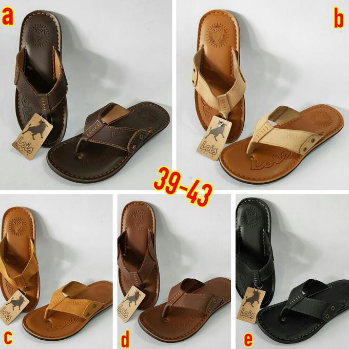Product Limited Sendal Pria Louis Kulit - Hitam, 39 Gratis Ongkir
