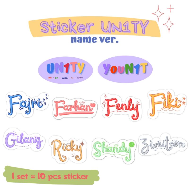 Sticker UN1TY - Name Sticker | Journal Die Cut Stickers (Set)
