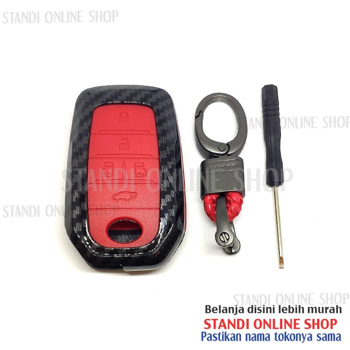 Cover Smartkey Sarung Kunci Toyota All New Alphard Carbon Merah
