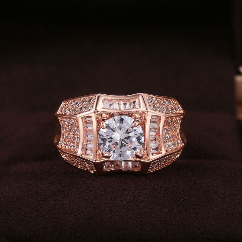 Cincin Kristal Berlian Platinum Mewah Naik Emas Perak Pria Wanita Fashion Perhiasan Kawin Rings Rose Gold Silver