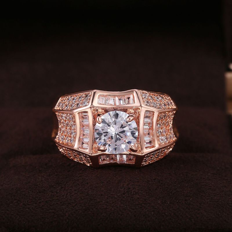 Cincin Kristal Berlian Platinum Mewah Naik Emas Perak Pria Wanita Fashion Perhiasan Kawin Rings Rose Gold Silver