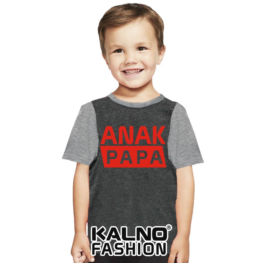 Baju kombinasi Print Anak PAPA MERAH K25 Umur 1-7 Tahun Ukuran S M L XL