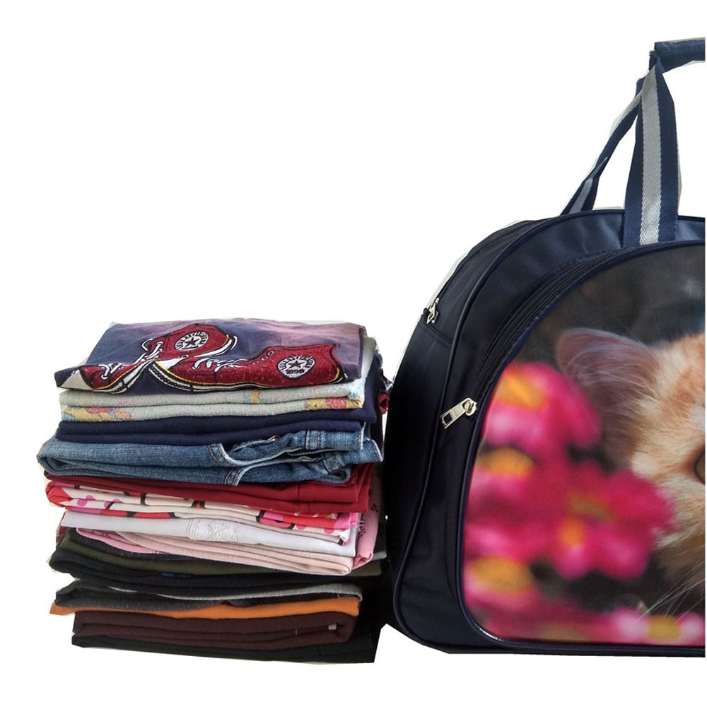 Tas wanita Elle jinjing tas pakaian jumbo - Motif kucing Random