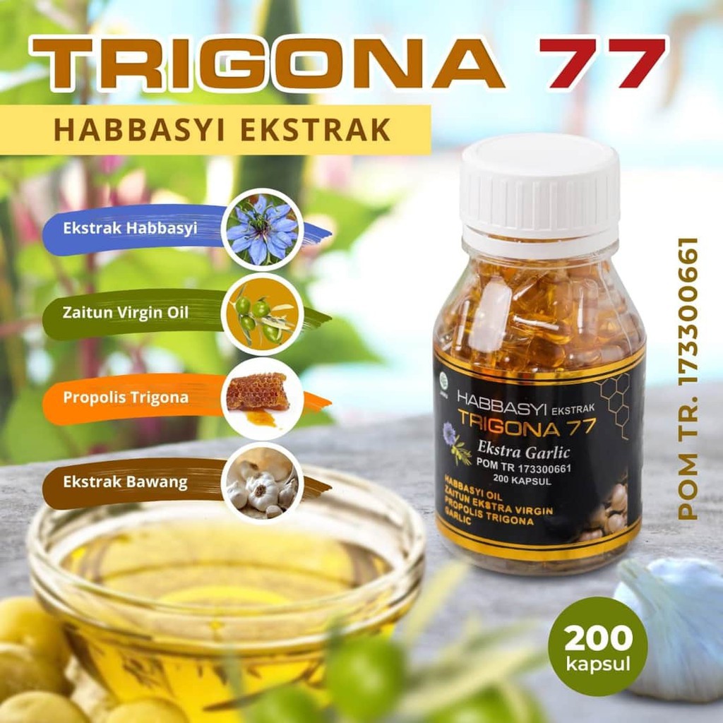 Habbasyi Extra Trigona 77 minyak habbatusauda garlic Propolis  Isi 100/200 kapsul