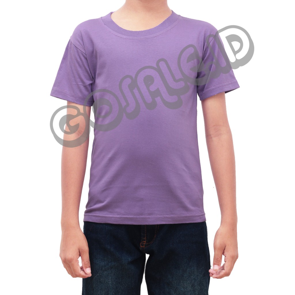KAOS KATUN/COTTON ANAK POLOS UNGU MUDA PASTEL LENGAN PENDEK