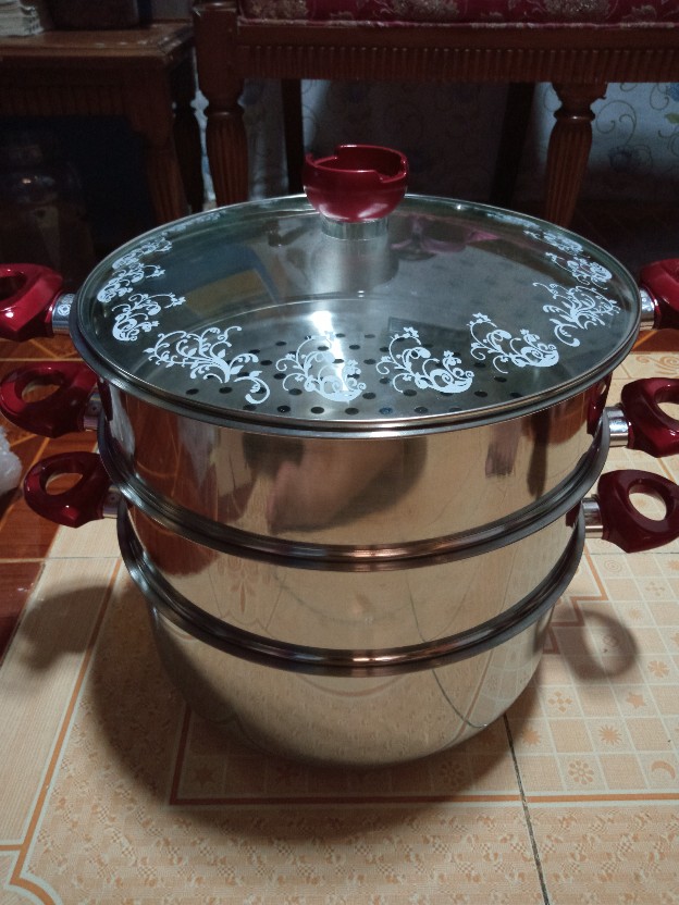 Khusus Gojek Panci Steamer Supra / Panci Serba Guna Sarangan Supra Stainless Tebal Susun 3 (32cm)