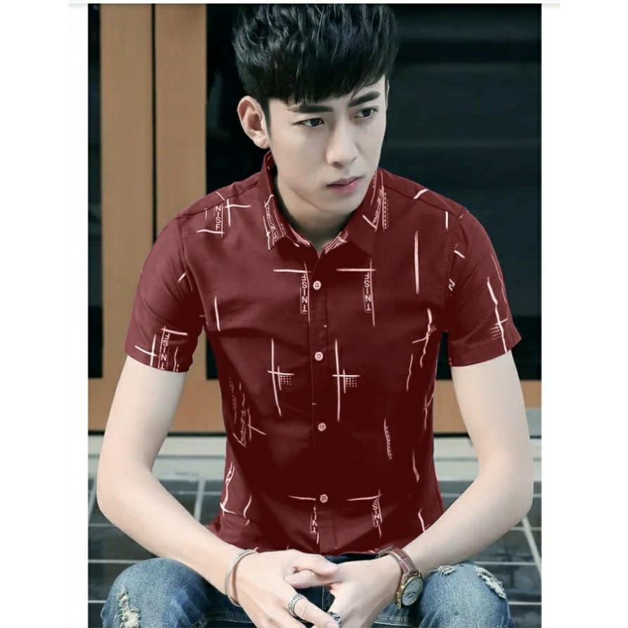 HARE MARUN Kemeja Pria Lengan Pendek Terbaru Keren Untuk Kerja
