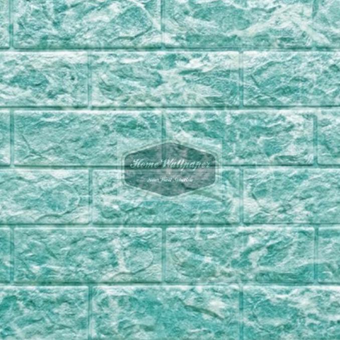 Bestseller 3D Foam Blok Batako Blue Tosca Brick Wall Premium Quality Wallpaper