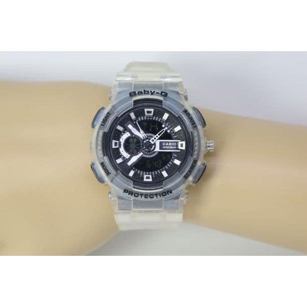 JAM TANGAN WANITA / REMAJA CASIO BABY-G GA110 WHITE TRANSPARAN