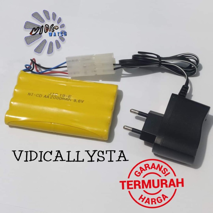 Paket Baterai NiCd RC AA 2000mAh 9.6V Model 3 Socket Putih isi 8