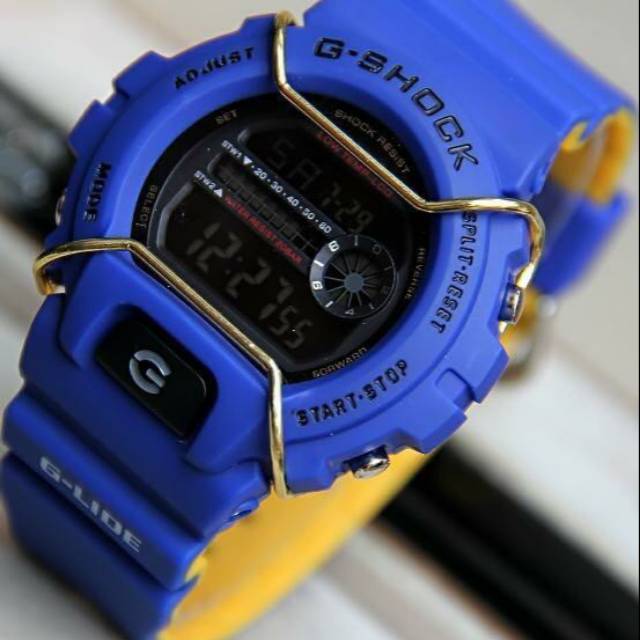 JAM TANGAN SPORT DIGITAL GSHOCK DW6900 KAWAT GD400 BIRU KUNING RUBBER