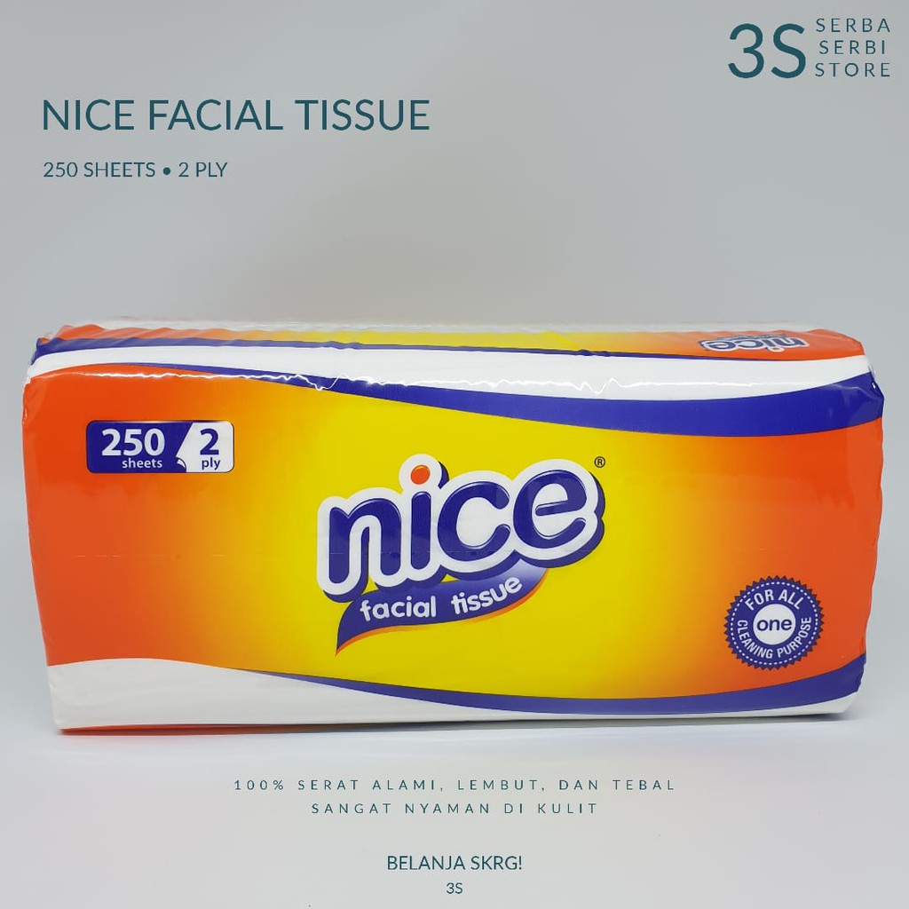termurah  tissue nice facial soft pack 250 sheet 2 ply   tisu lembut untuk wajah