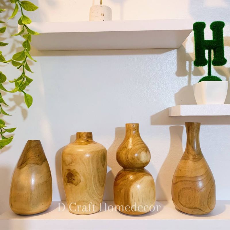 Vas Kayu Vas Jati Vas Bunga Vas Natural Vas Handmade Guci Jati Guci Kayu Vas Dekorasi Vas Unik