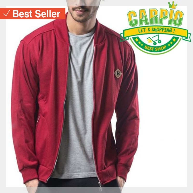 JAKET BOMBER MURAH REMAJA JAMAN NOW / JAKET BOMBER MERAH MAROON POLOS UNISEX