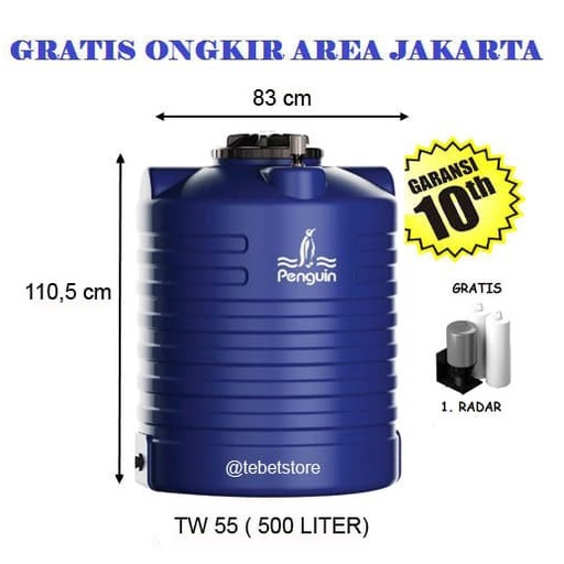 TANGKI AIR / WATER TANK / TOREN MERK PENGUIN TW 55 ( 500 LITER )