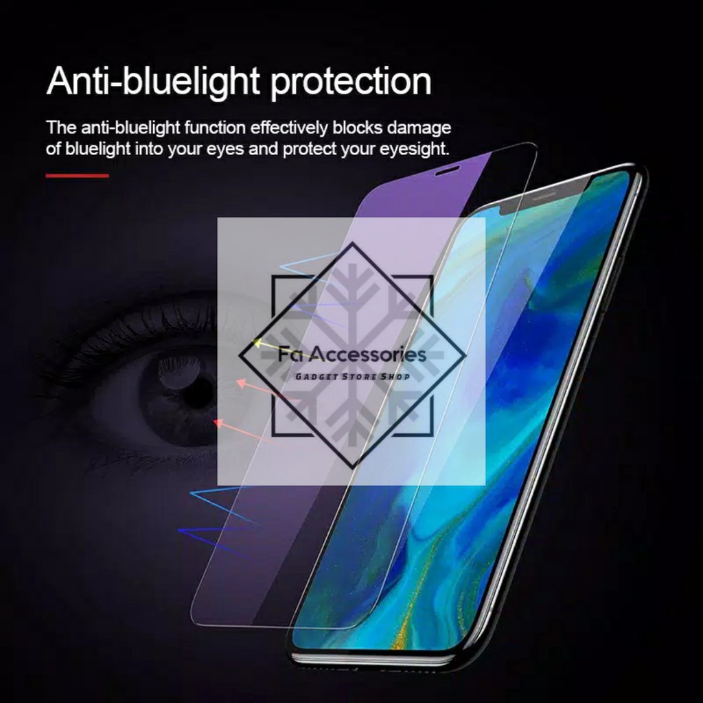 Tempered glass blue iphone x xr xs xsmax max antiradiasi blue light screen protector