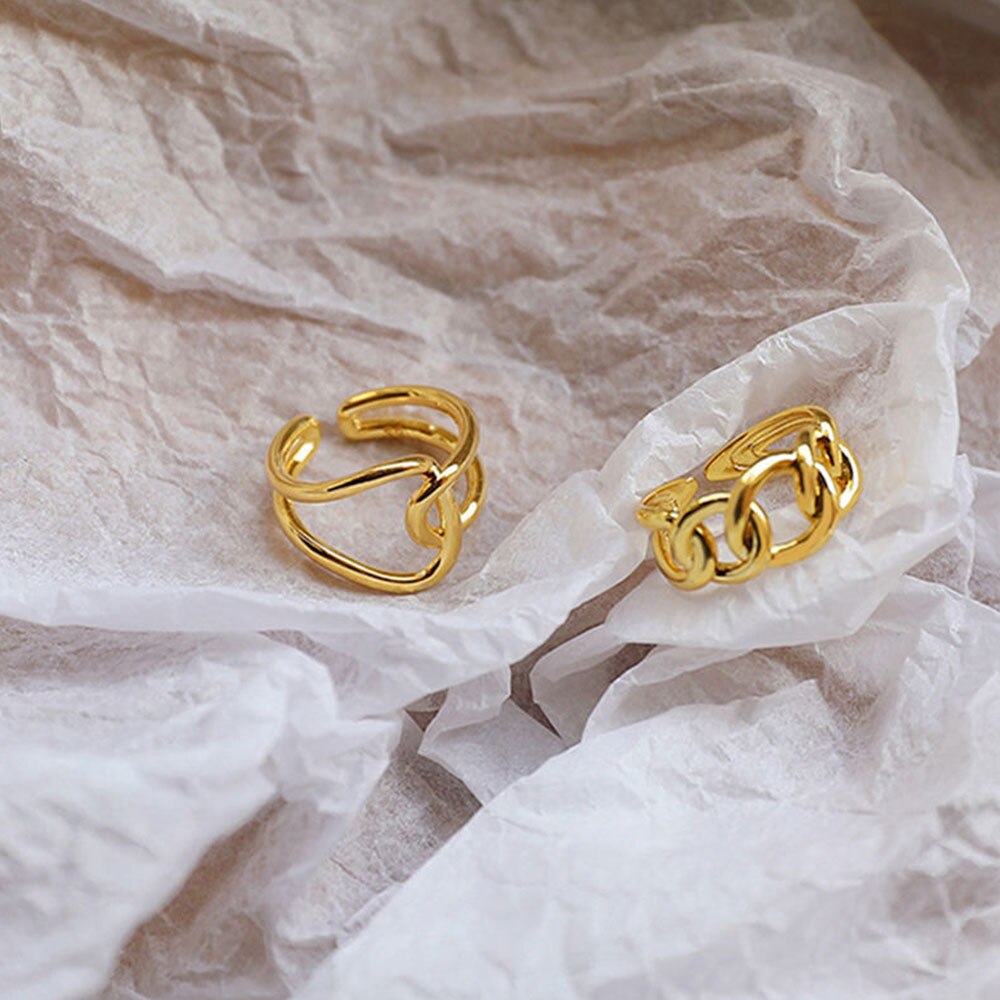 Cincin Rantai Warna Gold Silver Bahan Metal Gaya Vintage Gothic Untuk Pria Dan Wanita