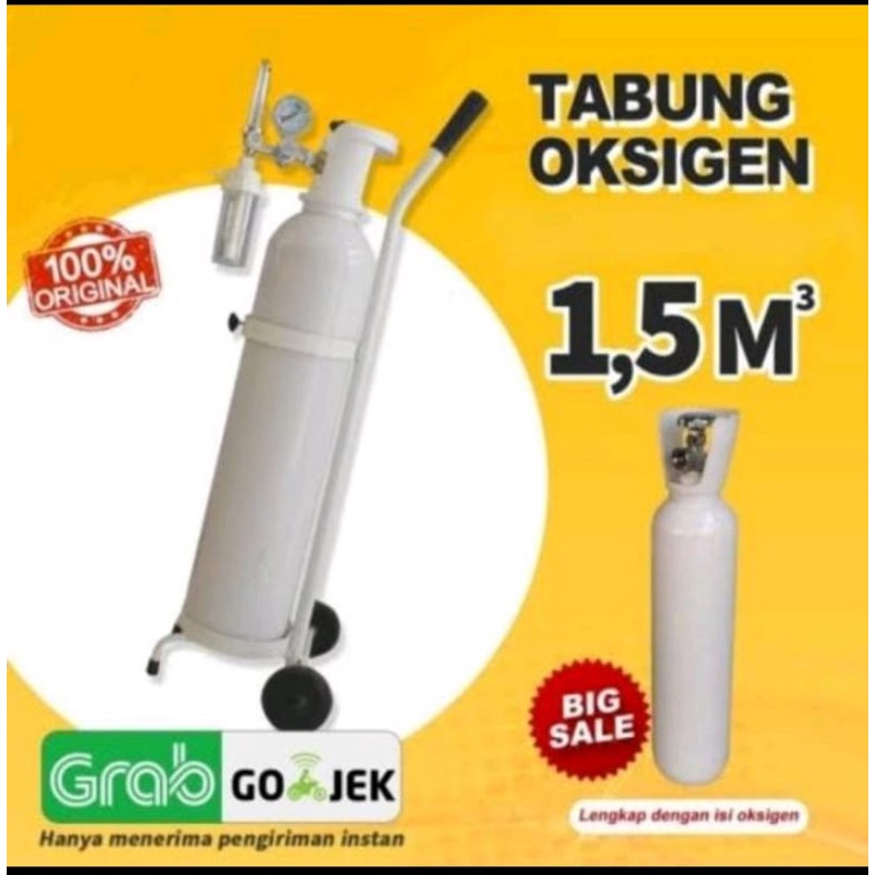 TABUNG OKSIGEN 1.5m3 ISI FULL OXYGEN MEDIS 2000Psi KOMPLIT