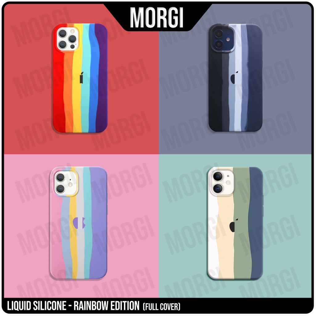 FULL COVER iPhone Soft Case Rainbow Premium 6 6S 6+ 6S+ 7 7+ 8 8+ X XR XS 11 12 Pro Max Pelangi Plus Silikon Warna