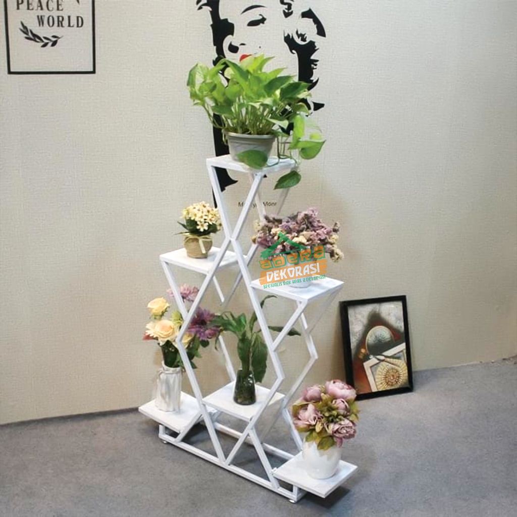 Rak Bunga susun - Standing pot - Rak hias unik - Rak pot bunga - Hiasan taman - Rak Hias Geometri - 