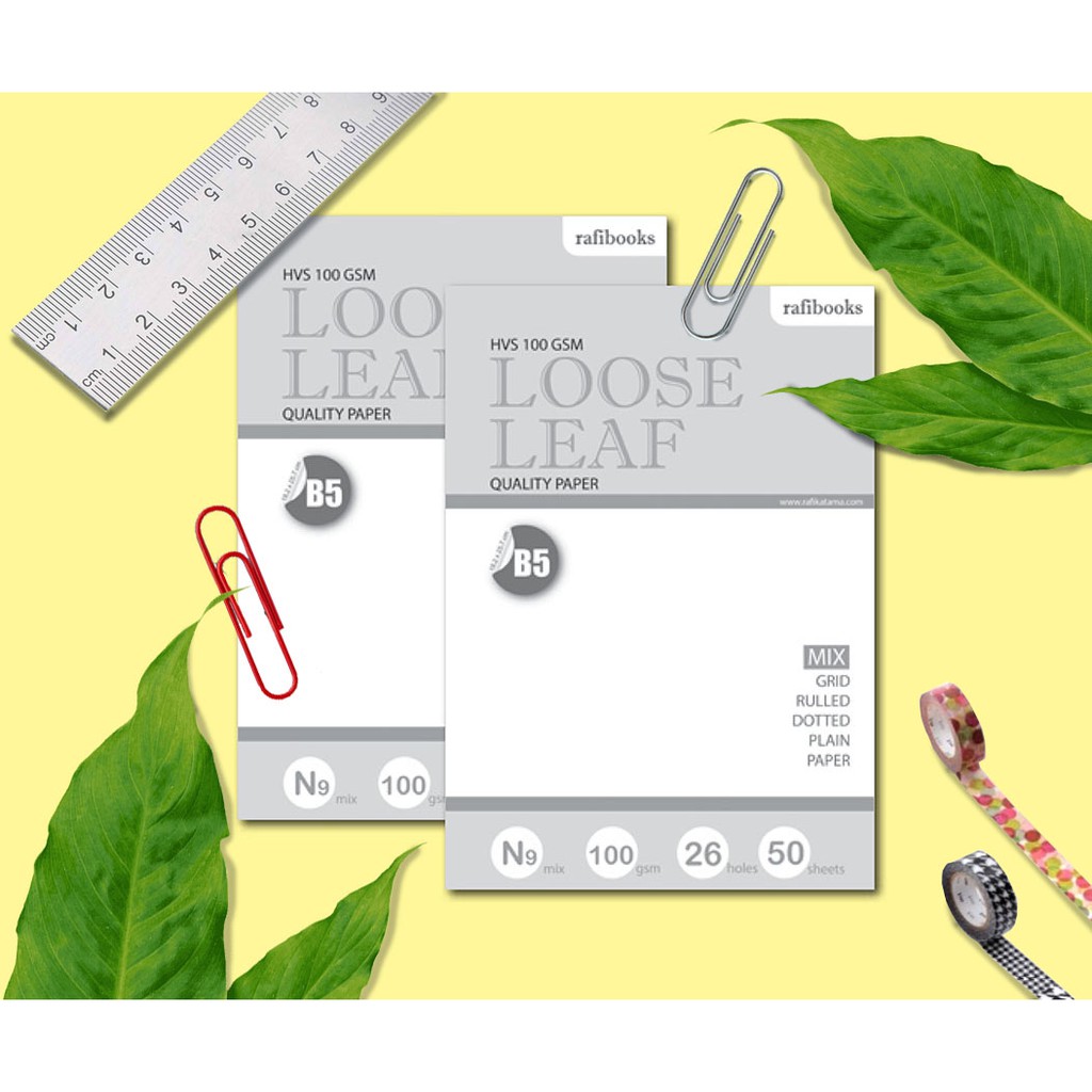 

[ Rafibooks ] Loose Leaf B5 HVS 100 Gsm Mix - Isi Kertas Binder Campur Warna Putih / Leterring