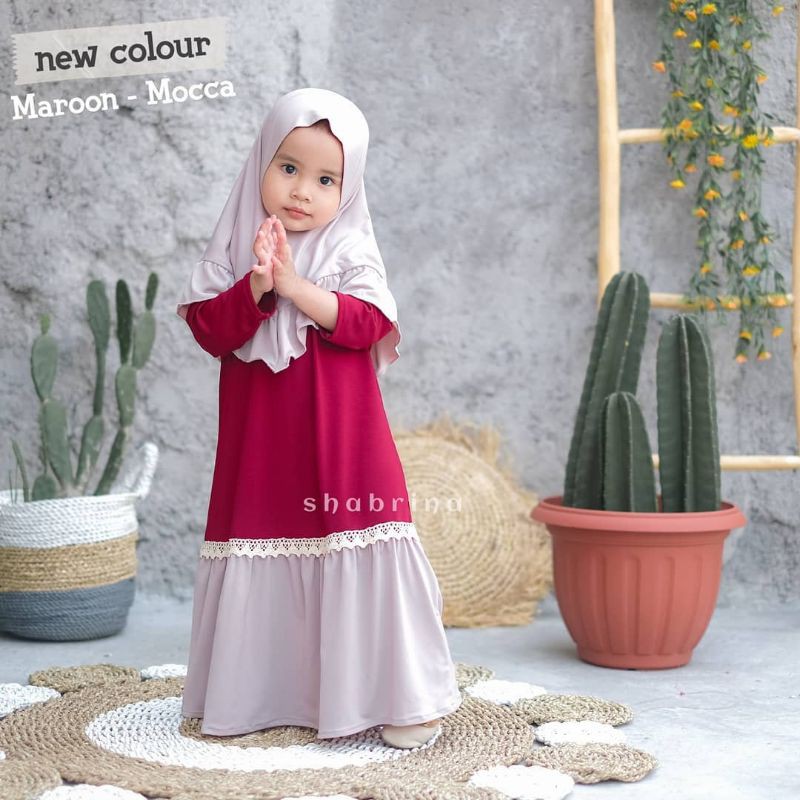 RV 8 Gamis Anak 1 Set ( gamis + Jilbab ) Fashion Muslim Anak Pakaian Anak Dari Konveksi