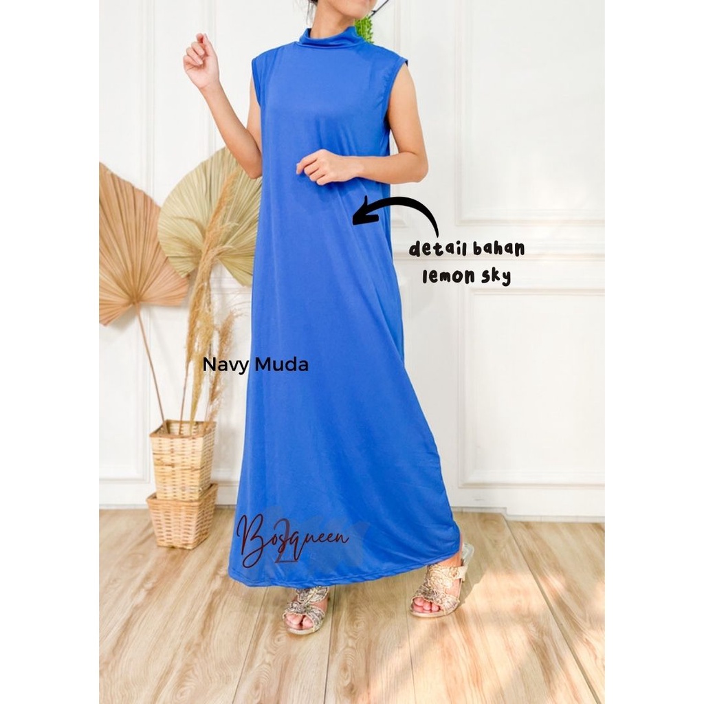 INNER DRESS WANITA LEMON SKY/ KNIT DRESS / INNER DRESS / INNER DRESS DALEMAN WANITA HITS / DRESS TANPA LENGAN TURTLENECK