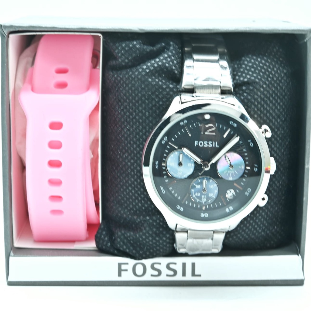 Jam Tangan Wanita Fashion H31504B Tali Rantai Tanggal Chrono Aktif Free Box Tali Rubber &amp; Baterai