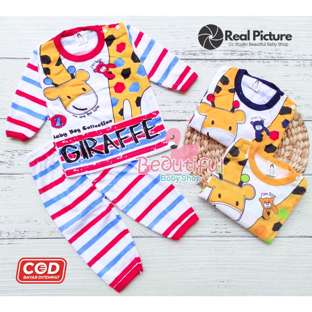 Setelan Bayi Panjang Motif Jerapah / Setelan Piyama Bayi / Baju Bayi Panjang Merk Yeiko / Baby.ou