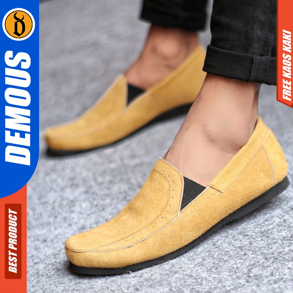 DEMOUS JASTER Sepatu Slip On Kulit Casual Santai Slop