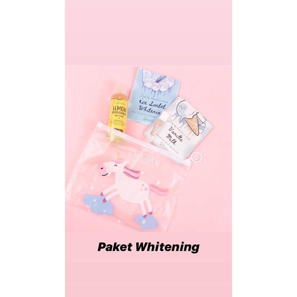 𝐑𝐀𝐃𝐘𝐒𝐀 - Paket Hemat Masker by Lea - Masker Wajah Bubuk + Air Free Pouch Unicorn