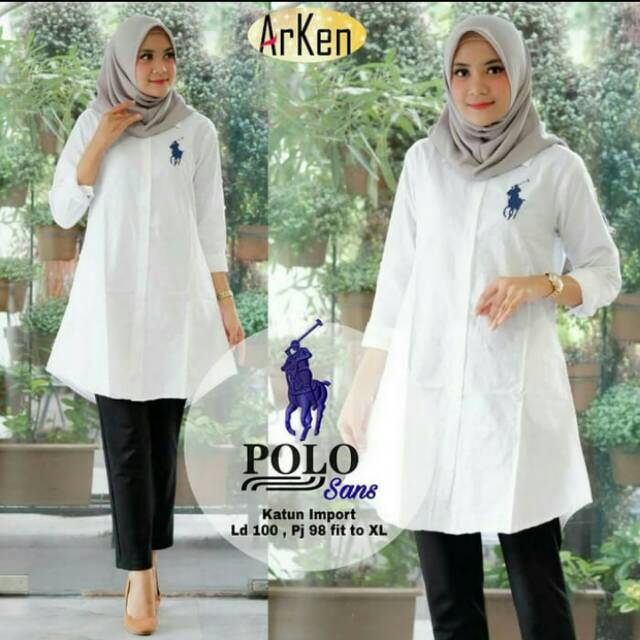 Kemeja Tunik POLO Bordir katun import