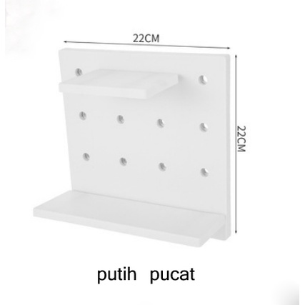 Rak Dinding Pegboard Organizer wall organizer Wall Shelf Tanpa Paku-Putih-putih