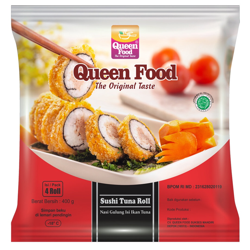 

QUEEN FOOD Sushi Tuna Roll (Nasi Gulung Isi Ikan Tuna) 400gr 4pcs