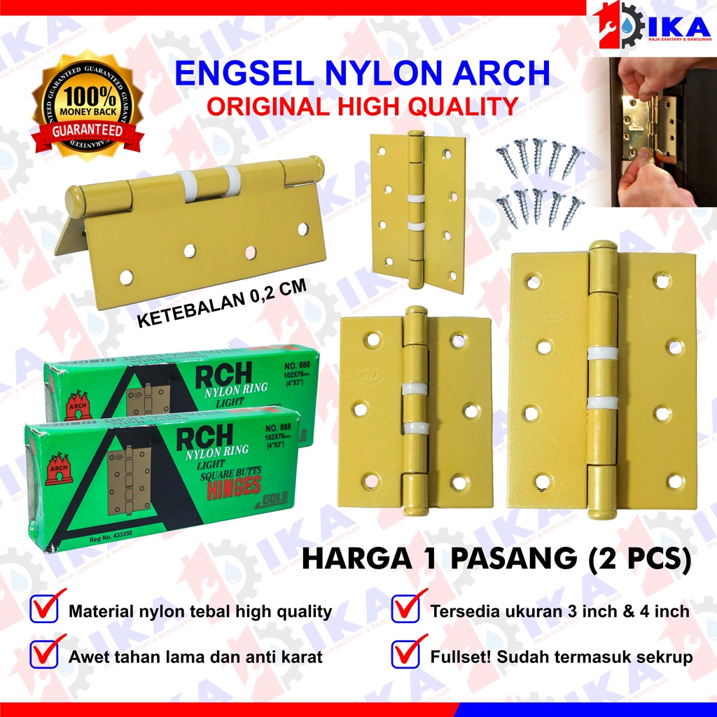 Engsel Pintu Jendela Rumah Nylon Kupu Kupu Anti Karat ARCH - 3&quot; &amp; 4&quot; Door Hinges Nylon